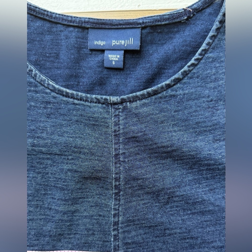 J.Jill Pure Jill Women's Indigo Blue 100% Cotton Sleeveless Tunic Top S - Picture 4 of 6